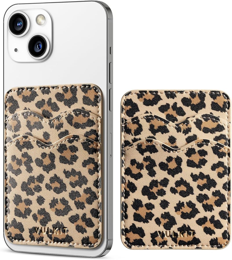 VULKIT Stick on Card Holder Compatible for iphone Leather Cell Phone Wallet Credit Card Case Strong Sticker for Women - Image 1